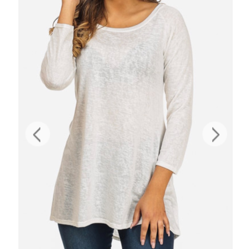 White Long Sleeve Tunic Top